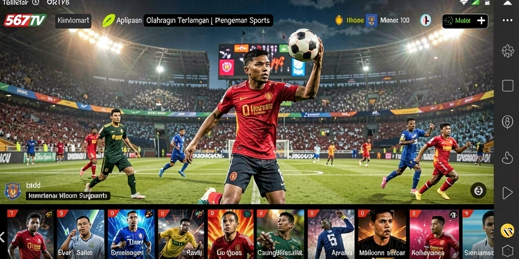 Screenshot utama 567TV menampilkan live streaming pertandingan olahraga.