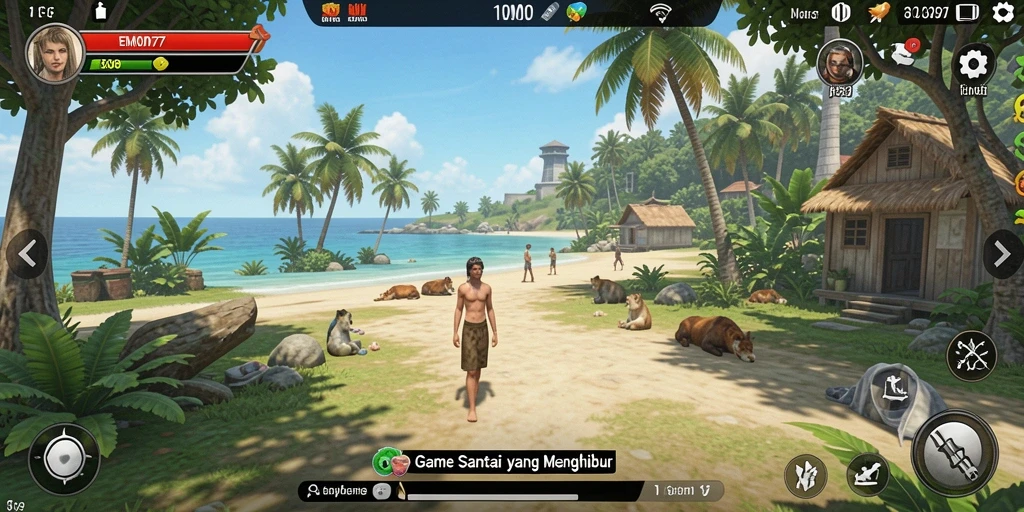 Screenshot gameplay dari EMON77, menampilkan aksi seru dan grafis menarik.