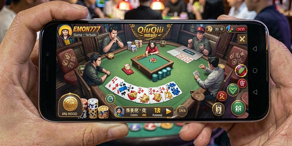 Tampilan seru gameplay QiuQiu di EMON777.