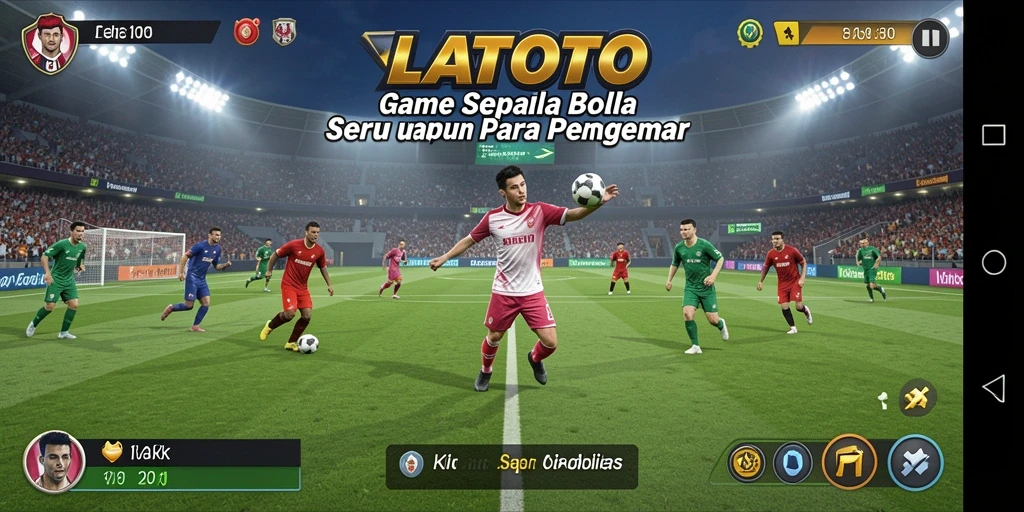 Tampilan gameplay LATOTO yang intens dan mendebarkan di lapangan sepak bola.