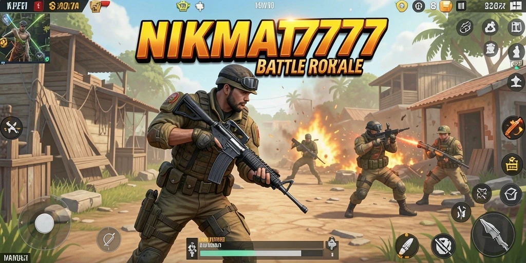 Screenshot NIKMAT777 menunjukkan aksi pertarungan seru dalam permainan Battle Royale.