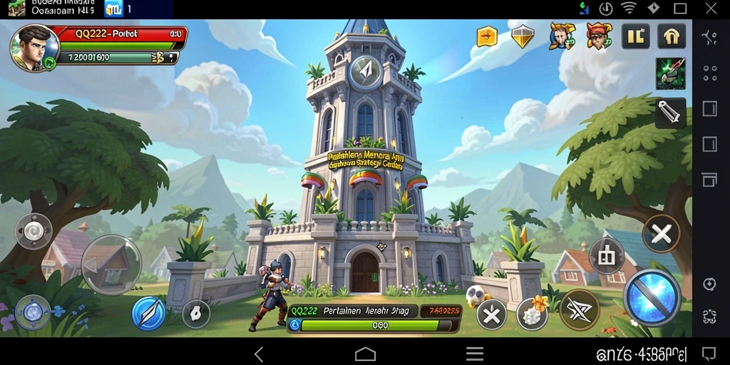 Screenshot menampilkan gameplay intens QQ222 di medan perang Tower Defense.