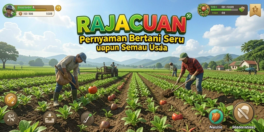 Tampilkan gameplay seru bertani dengan RAJACUAN.