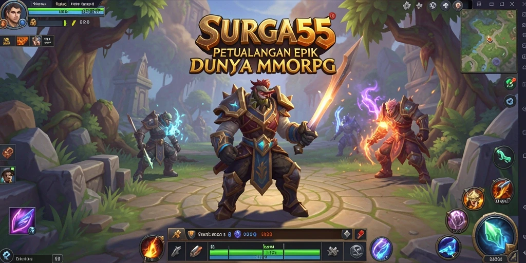 Tangkapan layar utama SURGA55 menampilkan aksi seru dalam permainan MMORPG.