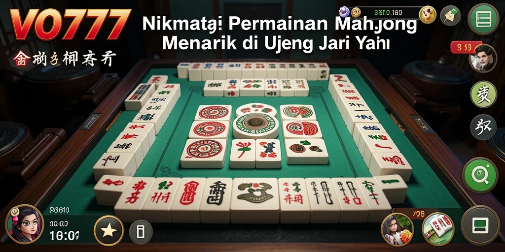 Tampilan gameplay VO777 yang menarik dengan ubin Mahjong berwarna-warni.